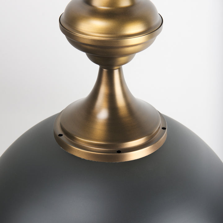 Willson Black Iron W/Antique Brass Dome Pendant Light Decor Mercana