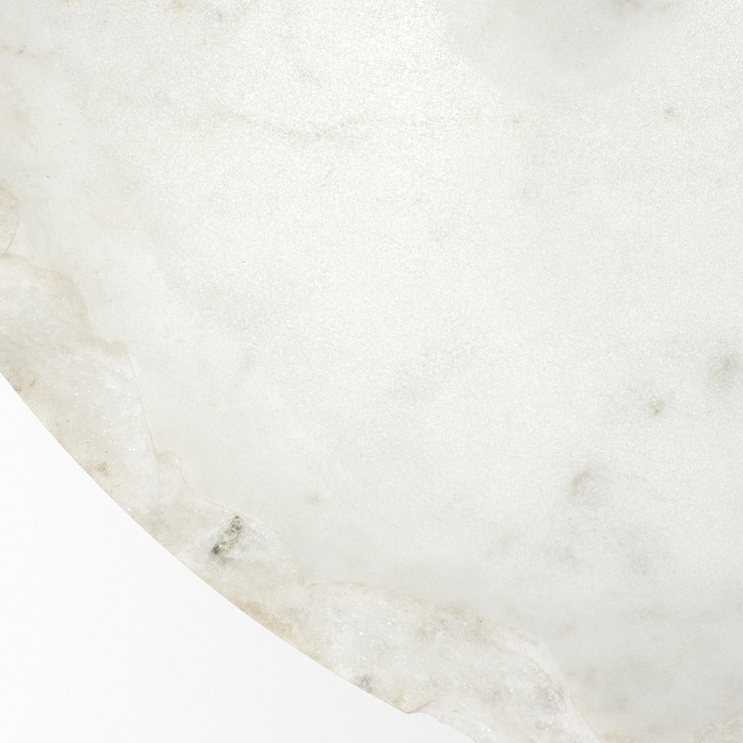 Reinhold II Round Live-Edge Marble Top and Gold Metal Base Side/End Table Living Room Mercana