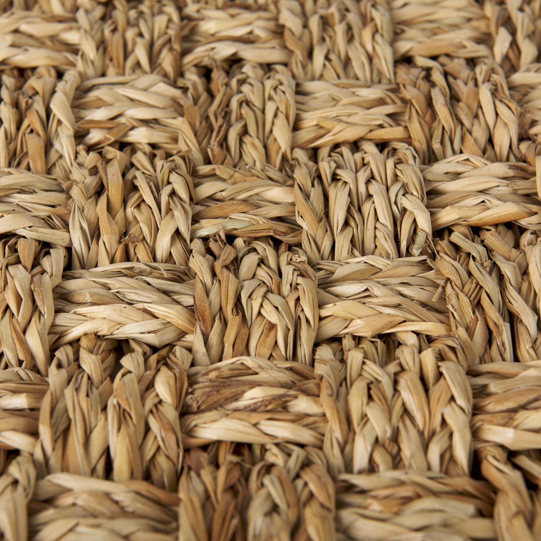 Adele Medium Brown Seagrass Woven Square Pouf Living Room Mercana