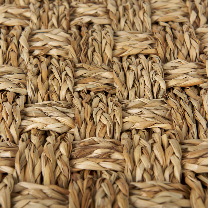 Adele Medium Brown Seagrass Woven Square Pouf Living Room Mercana