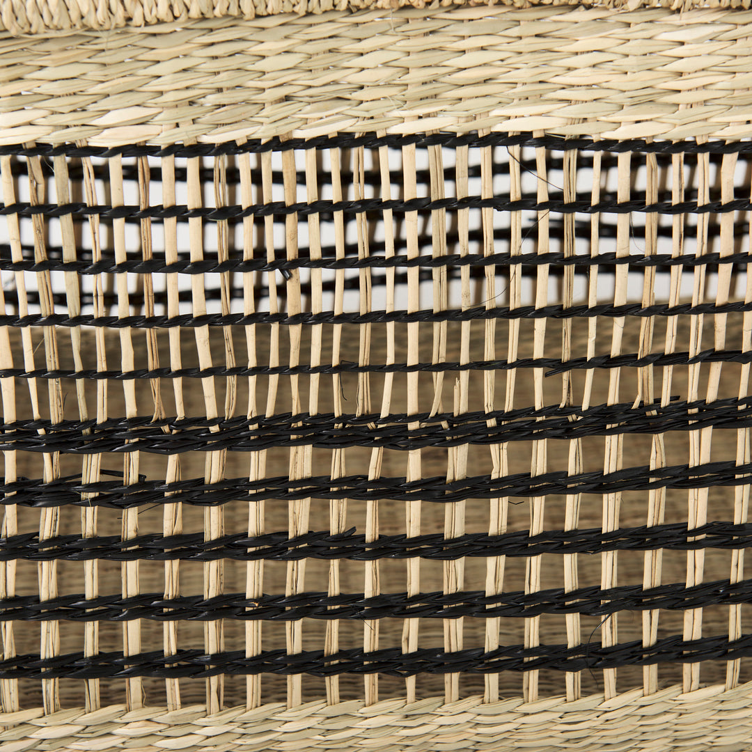 Nia Set of 2 Light Brown Seagrass Rectangular Basket with Handles Decor Mercana