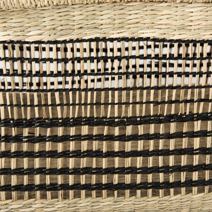 Nia Set of 2 Light Brown Seagrass Rectangular Basket with Handles Decor Mercana