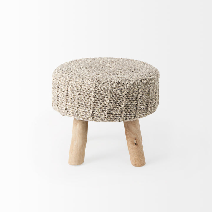 Bina Taupe 4 Legged Wool Stool Living Room Mercana