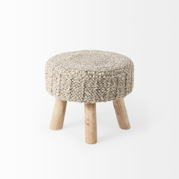 Bina Taupe 4 Legged Wool Stool Living Room Mercana