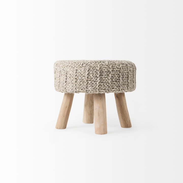 Bina Taupe 4 Legged Wool Stool Living Room Mercana