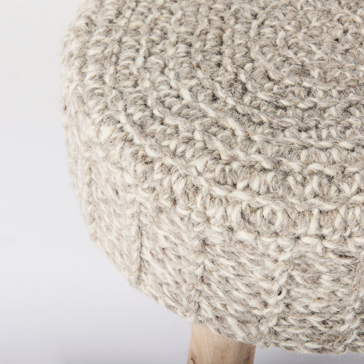 Bina Taupe 4 Legged Wool Stool Living Room Mercana
