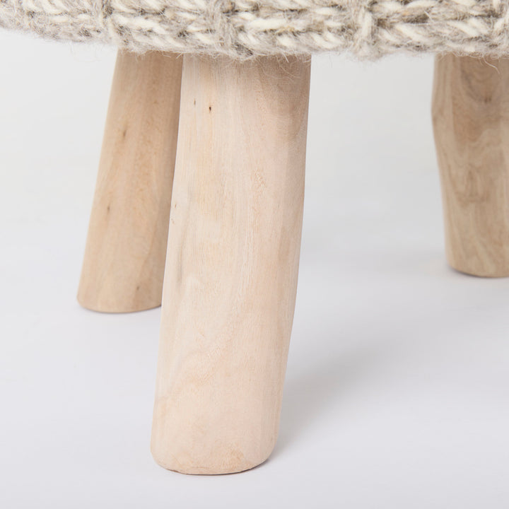 Bina Taupe 4 Legged Wool Stool Living Room Mercana