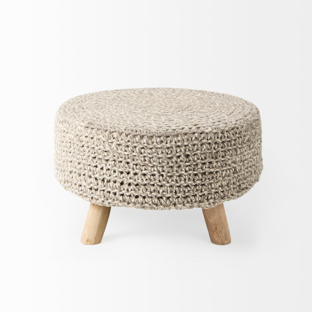 Bina Light Gray 4 Legged Wool Stool Living Room Mercana
