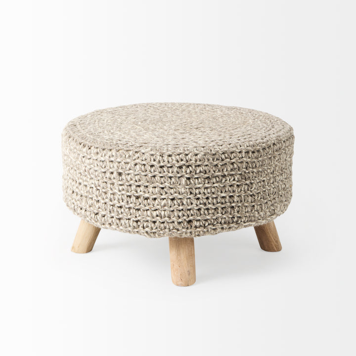 Bina Light Gray 4 Legged Wool Stool Living Room Mercana