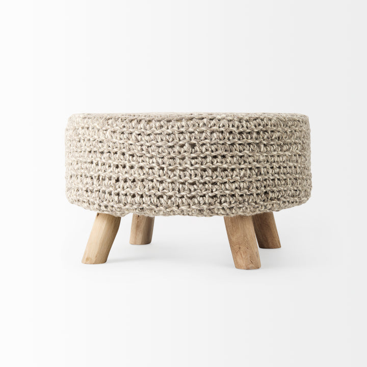 Bina Light Gray 4 Legged Wool Stool Living Room Mercana