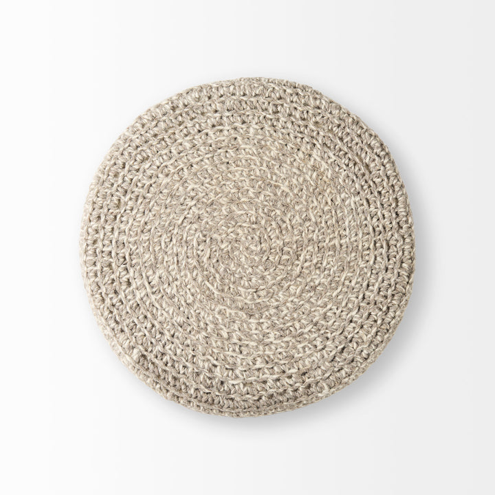 Bina Light Gray 4 Legged Wool Stool Living Room Mercana