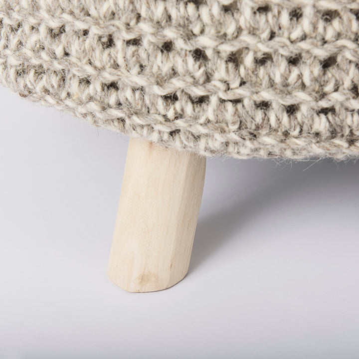 Bina Light Gray 4 Legged Wool Stool Living Room Mercana