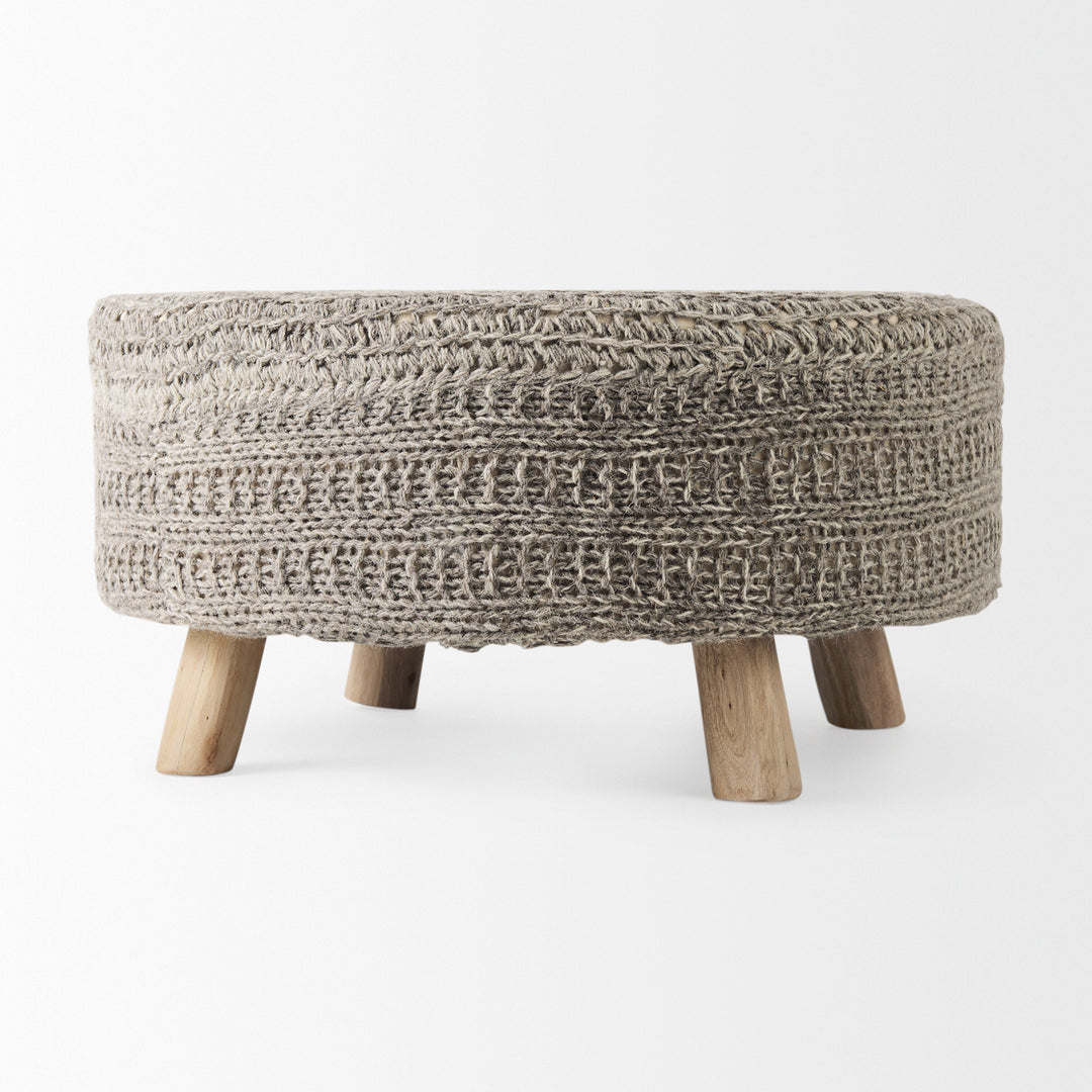 Bina Dark Gray 4 Legged Wool Stool Living Room Mercana