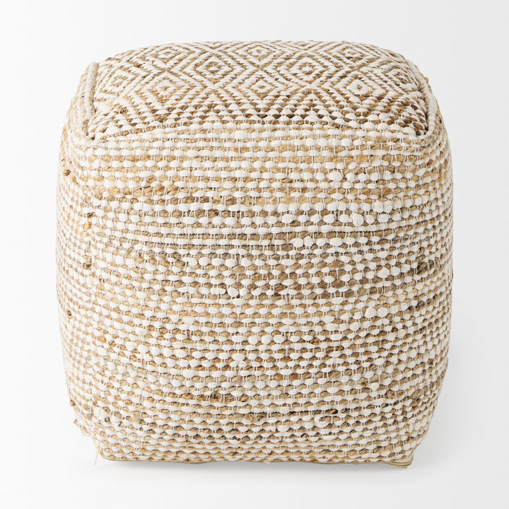 Ekani Cream/Beige Cotton Pouf Living Room Mercana