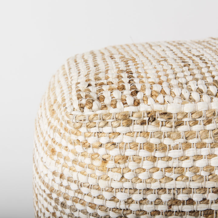 Ekani Cream/Beige Cotton Pouf Living Room Mercana