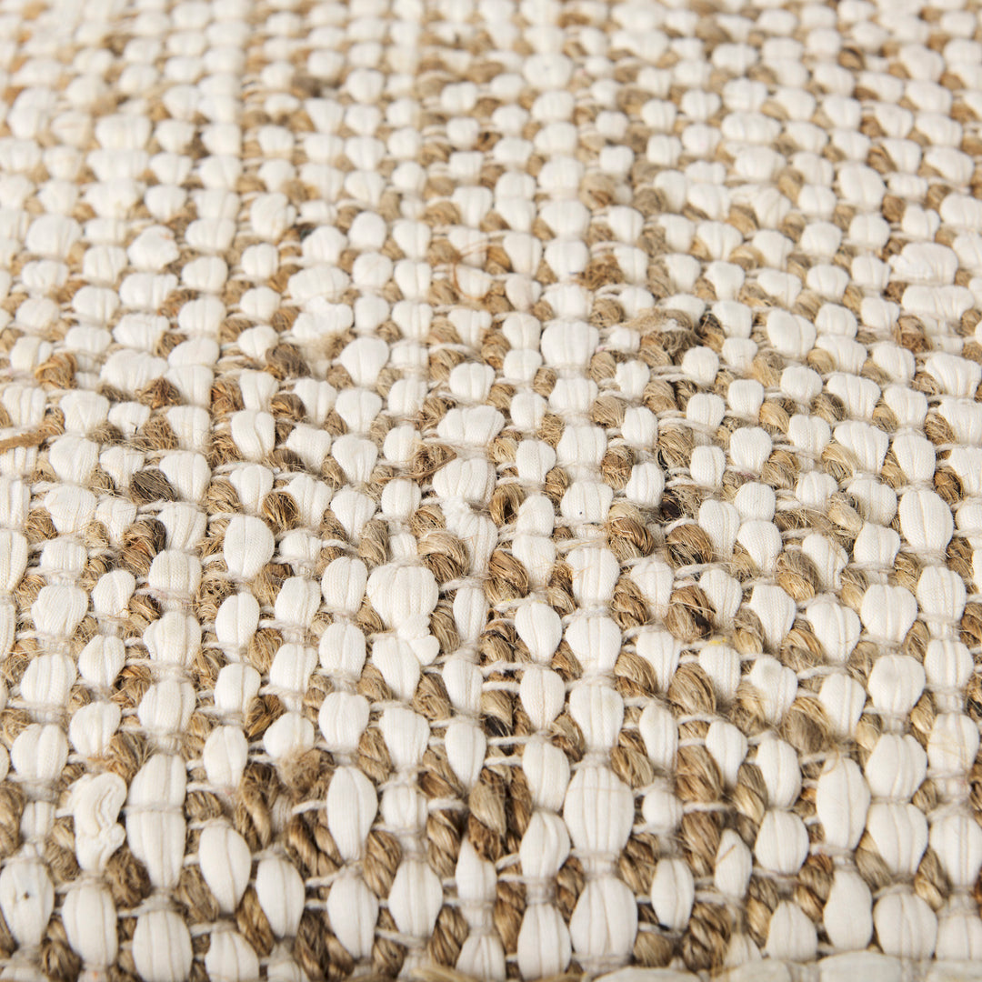 Ekani Cream/Beige Cotton Pouf Living Room Mercana