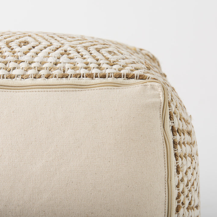 Ekani Cream/Beige Cotton Pouf Living Room Mercana