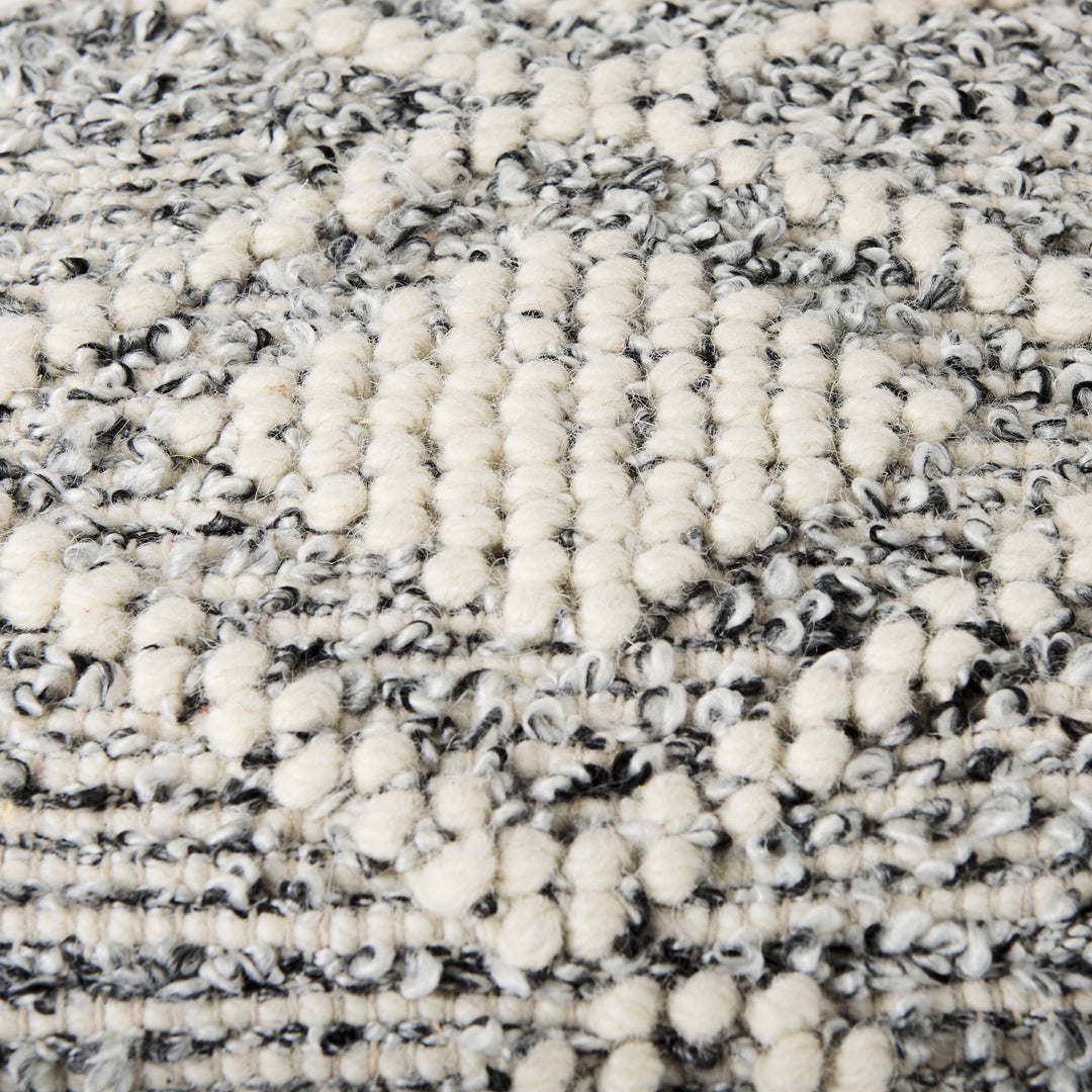 Ekiya Black/White Yarn and Wool Patterened Pouf Living Room Mercana