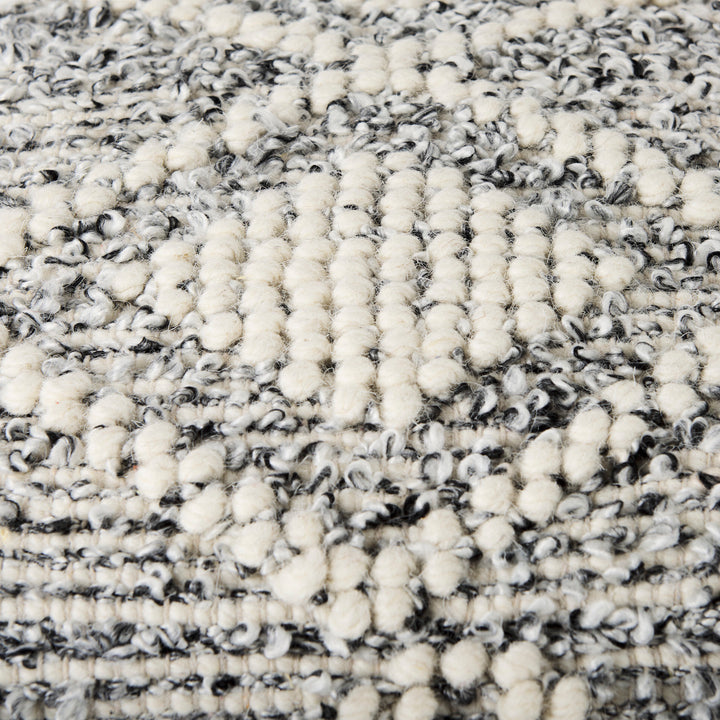 Ekiya Black/White Yarn and Wool Patterened Pouf Living Room Mercana