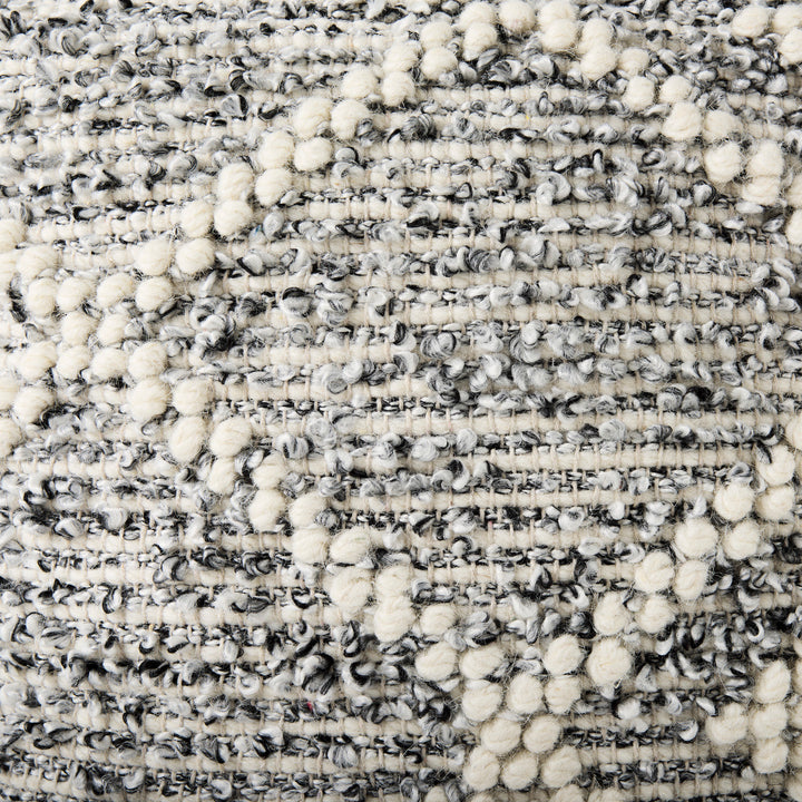Ekiya Black/White Yarn and Wool Patterened Pouf Living Room Mercana