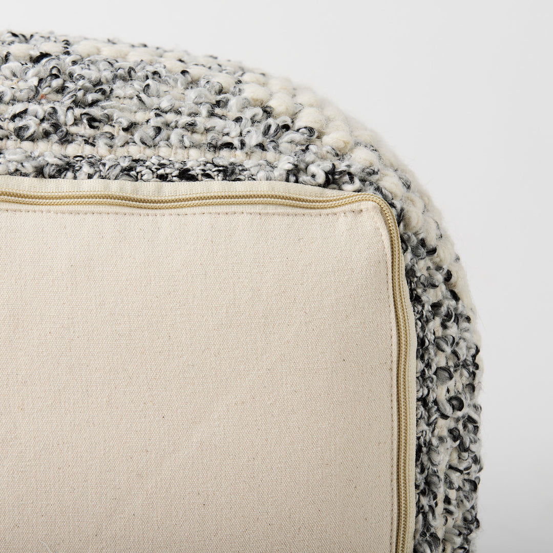 Ekiya Black/White Yarn and Wool Patterened Pouf Living Room Mercana