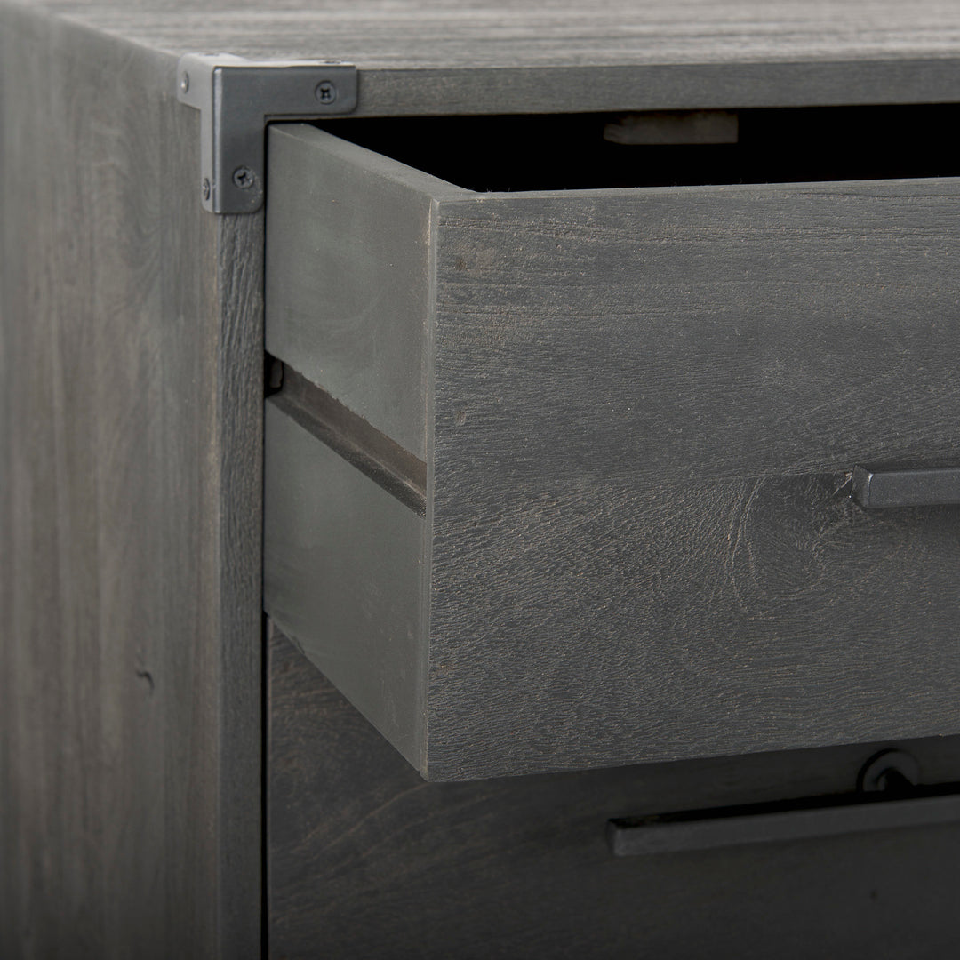 Ward 34L x 18W Brown Wood and Iron 3 Drawer Accent Cabinet Decor Mercana