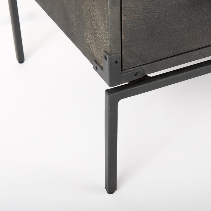 Ward 34L x 18W Brown Wood and Iron 3 Drawer Accent Cabinet Decor Mercana