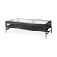 Arelius Rectangular Glass-Top Black-Brown Wood w/ Black Metal Base Display Coffee Table Living Room Mercana #black-brown