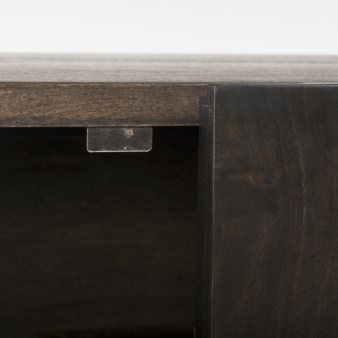 Darwin 80x17.5 Brown Solid Wood Gold Metal Base 4 Cabinet Door Sideboard Dining Room Mercana