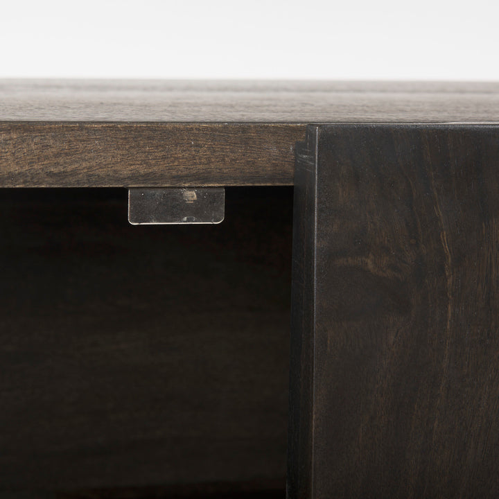 Darwin 80x17.5 Brown Solid Wood Gold Metal Base 4 Cabinet Door Sideboard Dining Room Mercana