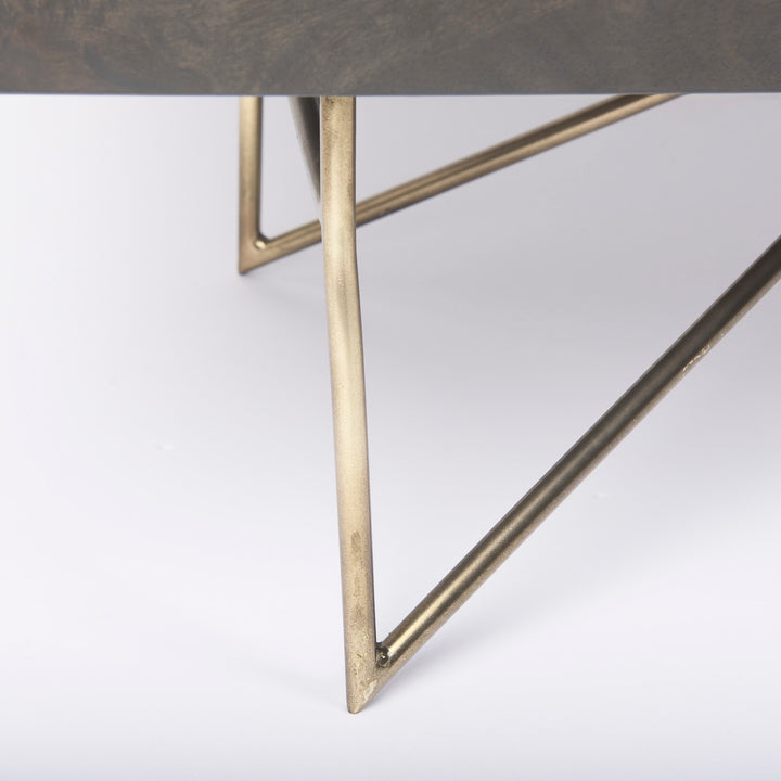 Darwin 80x17.5 Brown Solid Wood Gold Metal Base 4 Cabinet Door Sideboard Dining Room Mercana