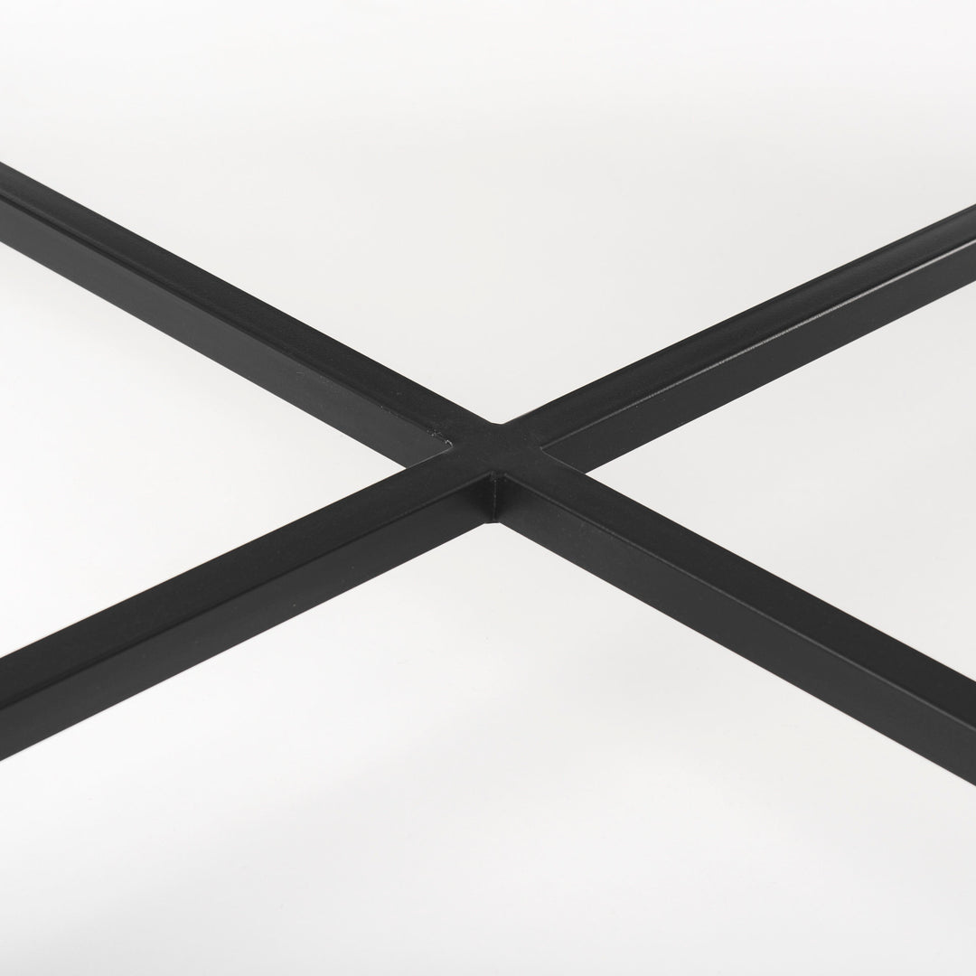 Lucas 30x30 White Marble Top Black Metal Base Coffee Table Living Room Mercana