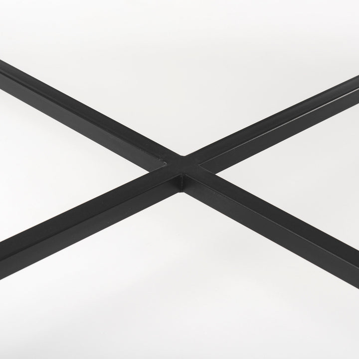 Lucas 30x30 White Marble Top Black Metal Base Coffee Table Living Room Mercana
