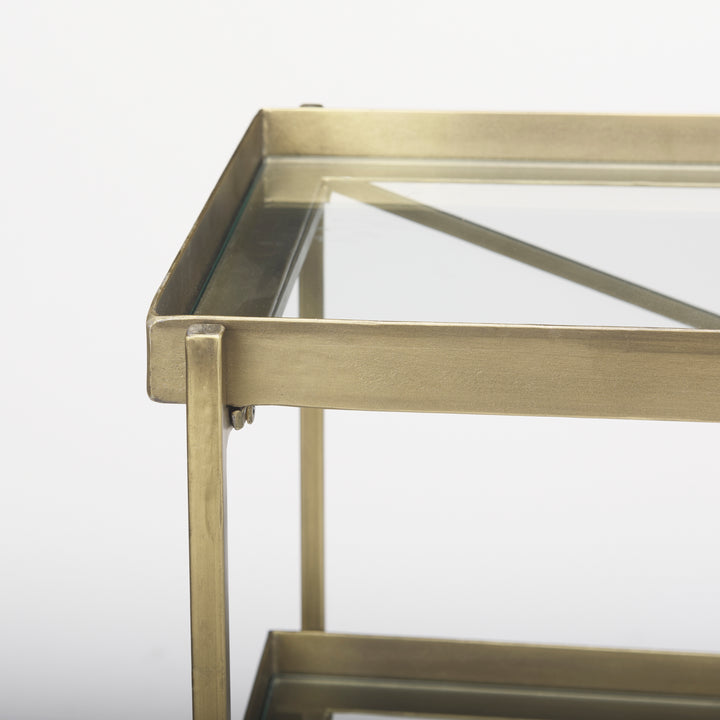 Trey Gold Metal W/Glass Console Table Dining Room Mercana