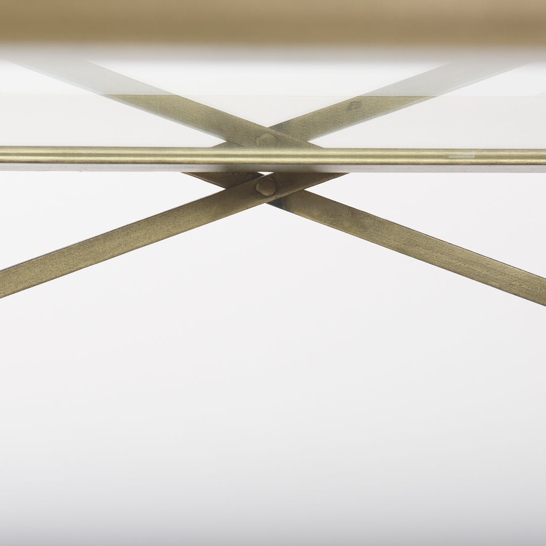 Trey Gold Metal W/Glass Console Table Dining Room Mercana