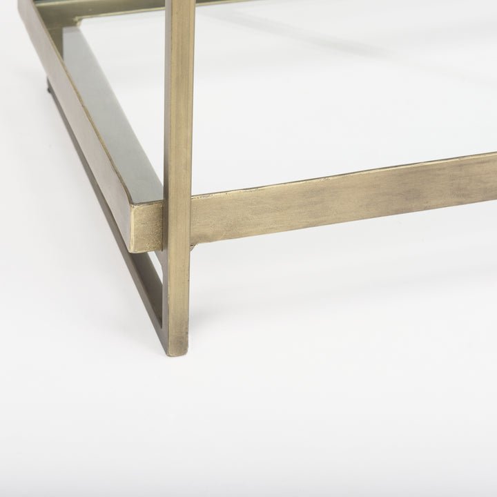 Trey Gold Metal W/Glass Console Table Dining Room Mercana