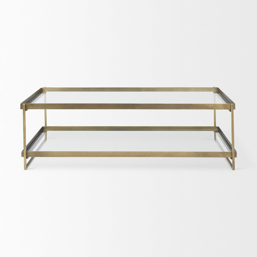 Trey Gold Metal W/Glass Coffee table Living Room Mercana