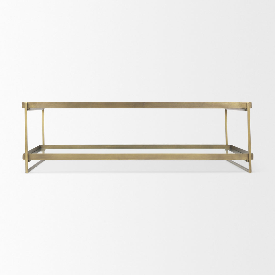 Trey Gold Metal W/Glass Coffee table Living Room Mercana
