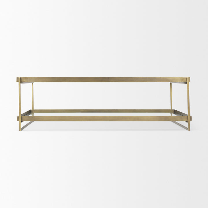 Trey Gold Metal W/Glass Coffee table Living Room Mercana