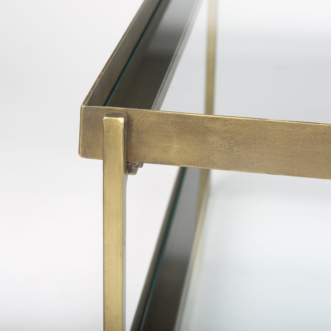 Trey Gold Metal W/Glass Coffee table Living Room Mercana