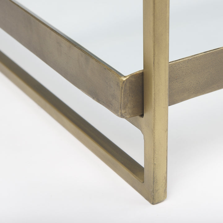 Trey Gold Metal W/Glass Coffee table Living Room Mercana