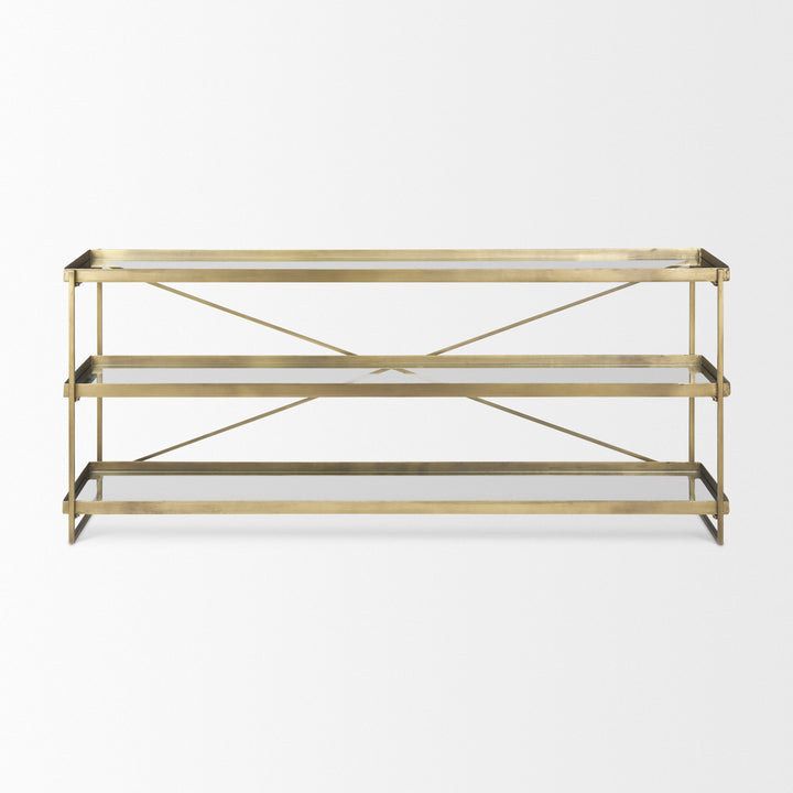 Trey Gold Metal W/Glass Console Table Dining Room Mercana