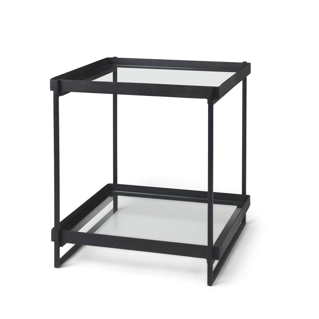 Trey Black Metal W/Glass Accent Table Dining Room Mercana