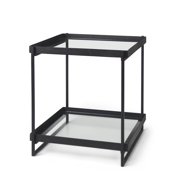 Trey Black Metal W/Glass Accent Table Dining Room Mercana