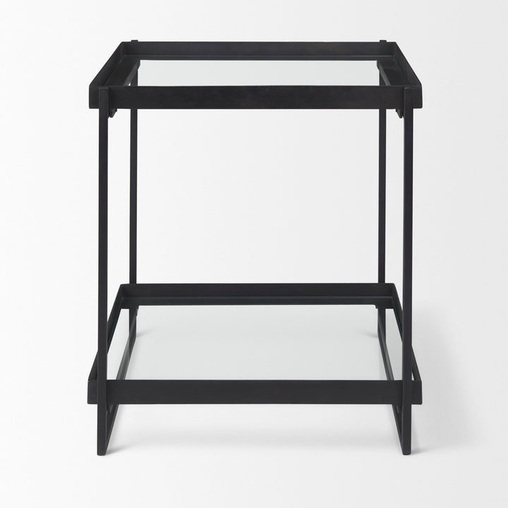 Trey Black Metal W/Glass Accent Table Dining Room Mercana