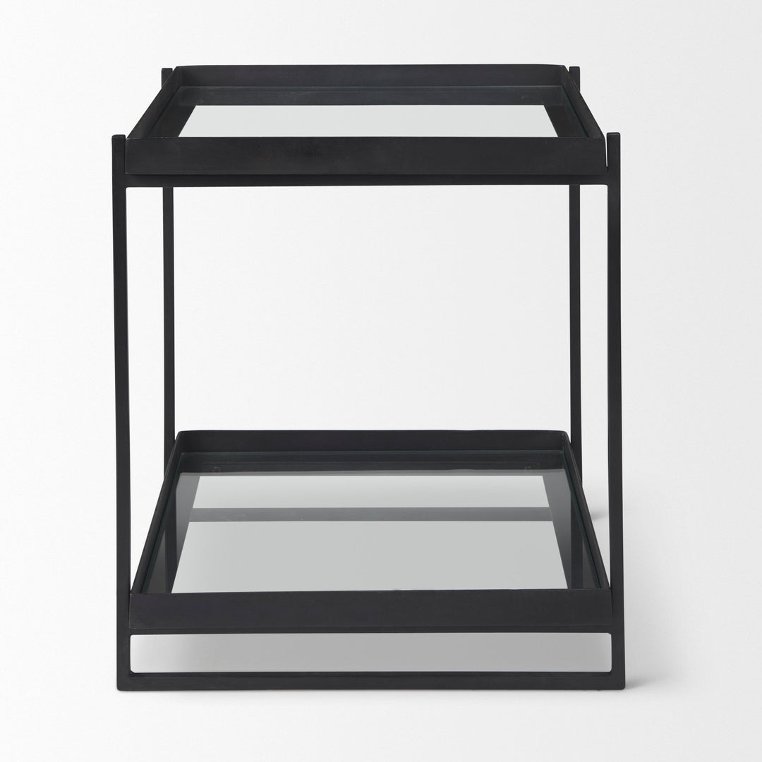 Trey Black Metal W/Glass Accent Table Dining Room Mercana