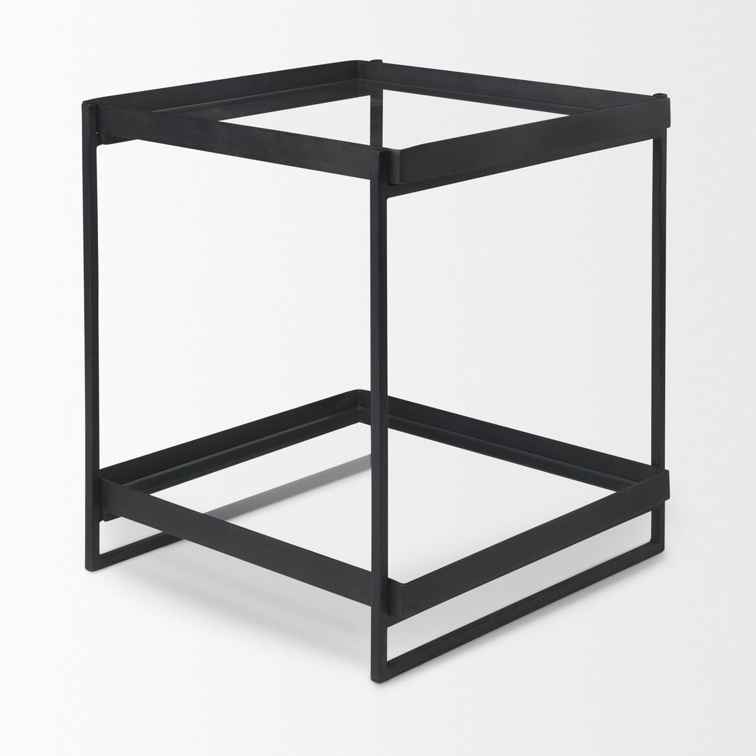 Trey Black Metal W/Glass Accent Table Dining Room Mercana