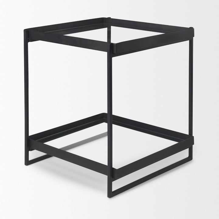 Trey Black Metal W/Glass Accent Table Dining Room Mercana
