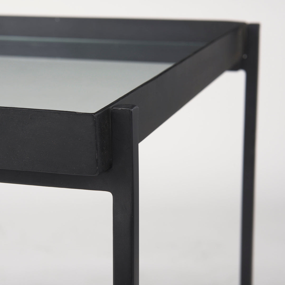 Trey Black Metal W/Glass Accent Table Dining Room Mercana