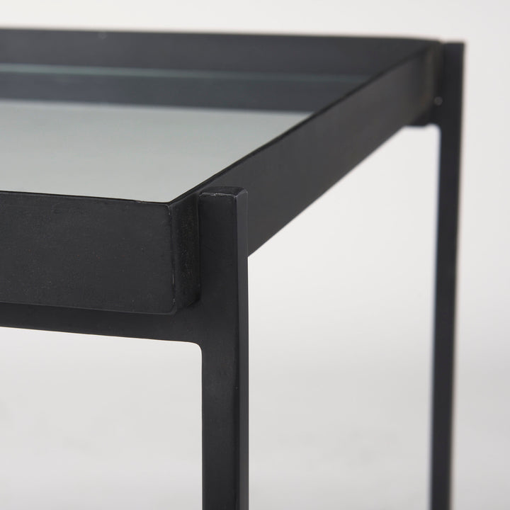 Trey Black Metal W/Glass Accent Table Dining Room Mercana